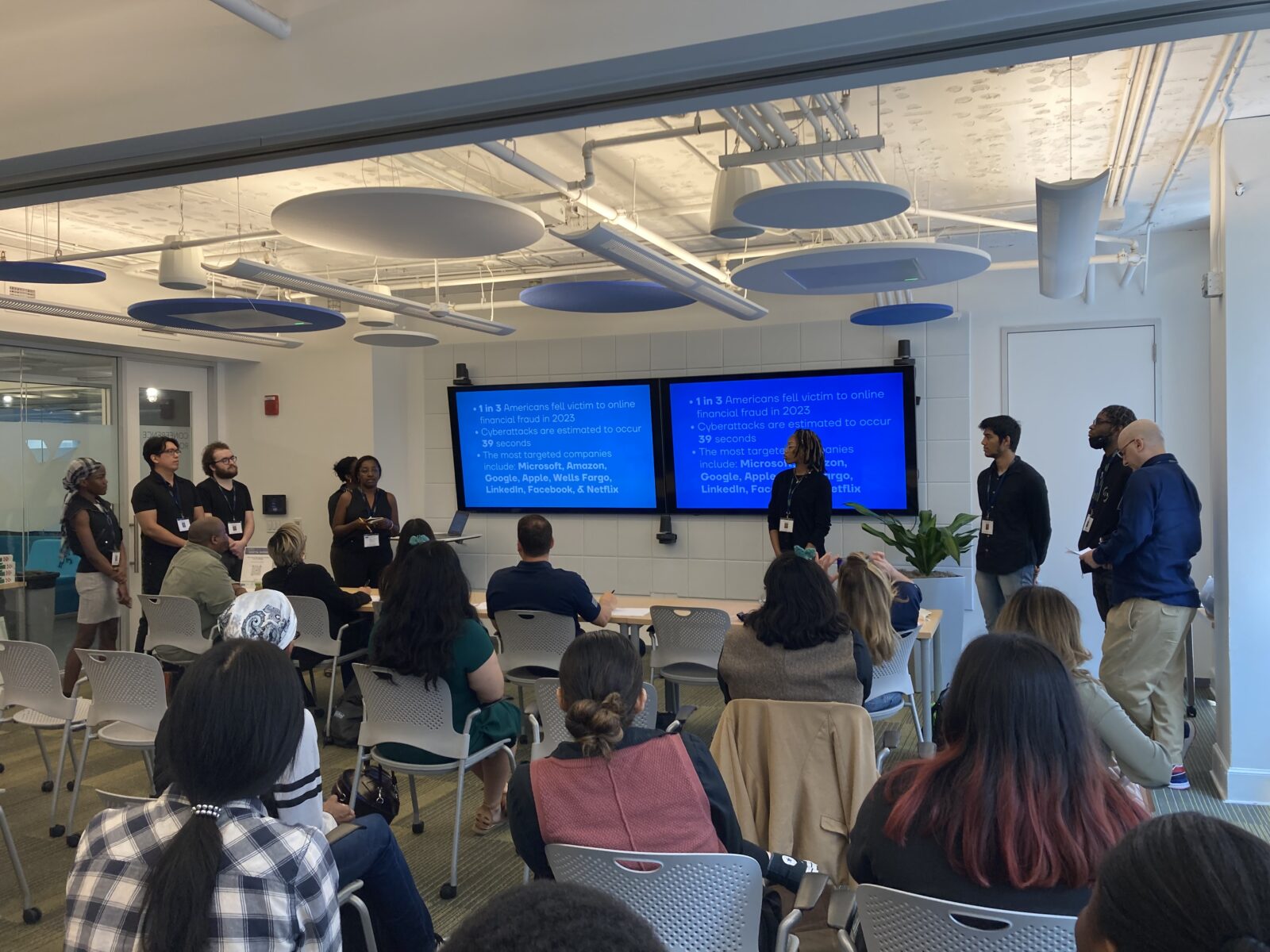 The team behind Passport, an app to develop and secure passwords, presents their project to the judges