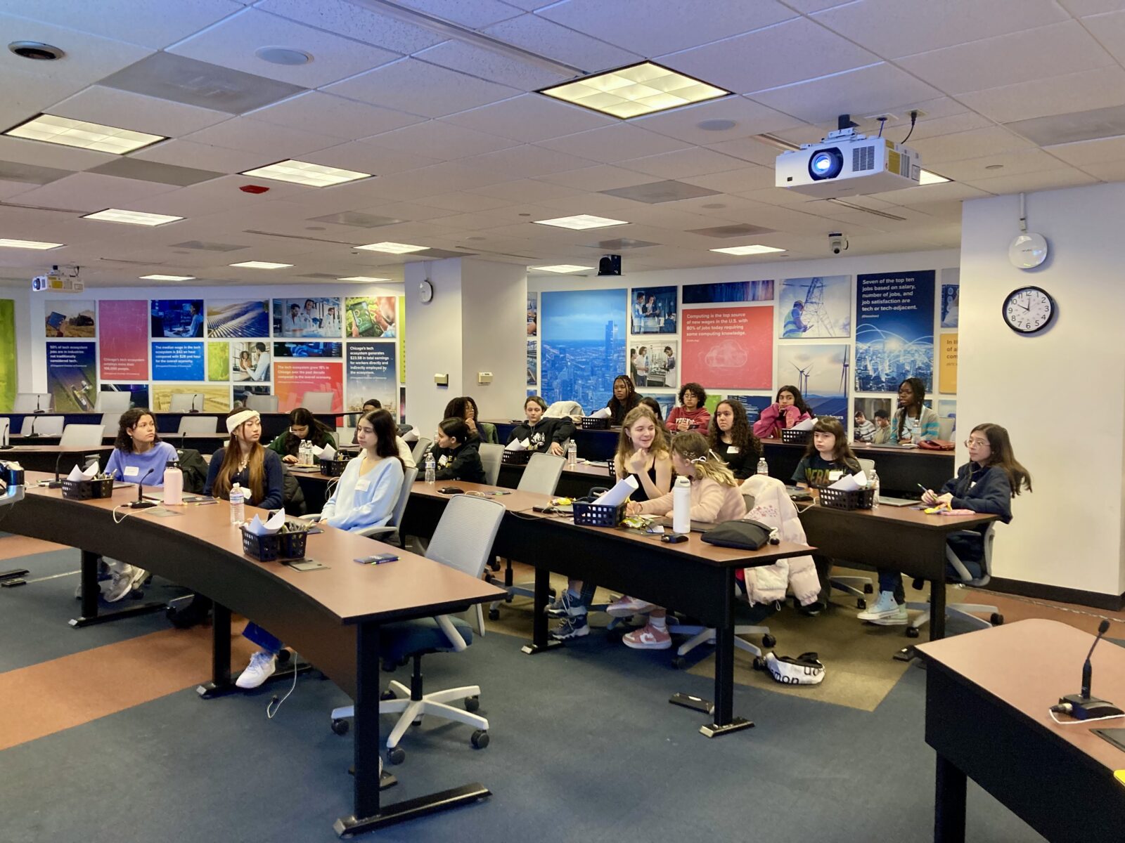 Students at the first narrative game design workshop specifically for young women and gender-expansive youth