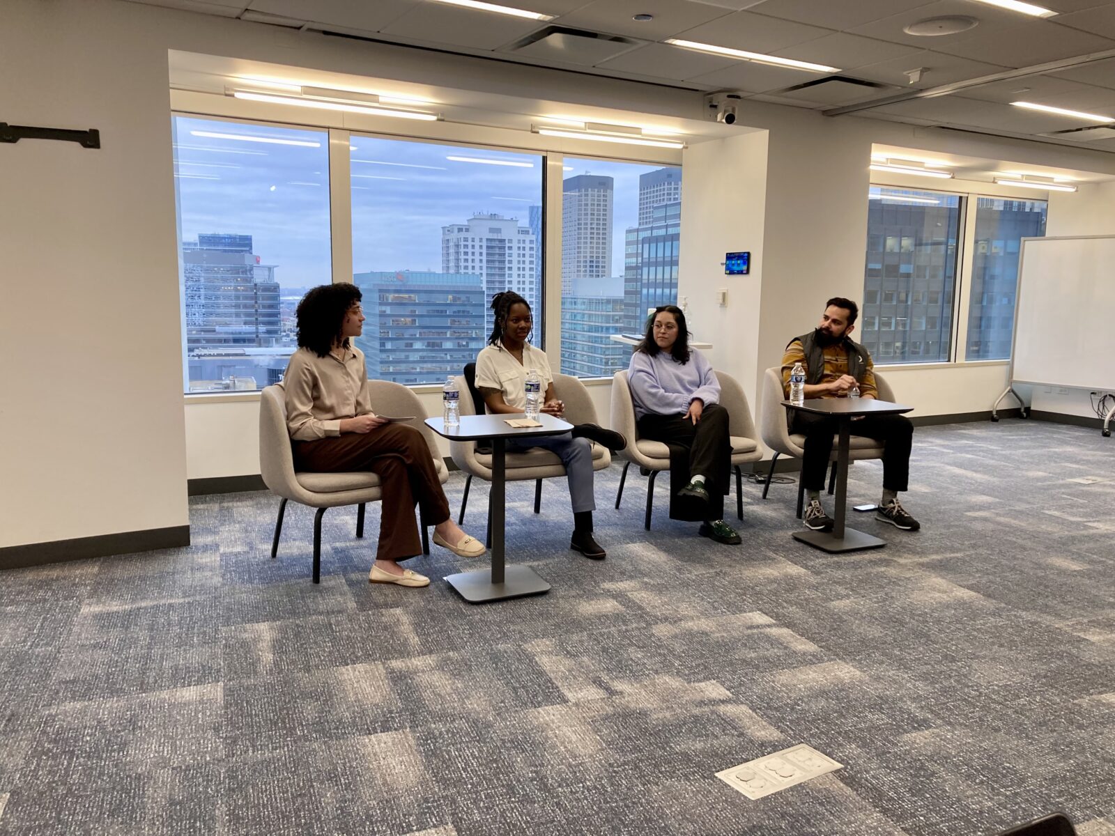 Moderator Jessica JnoBaptiste and panelists Maya Sheriff, Mena Castillo, and Edge Quintanilla at Trailblazers in Tech.