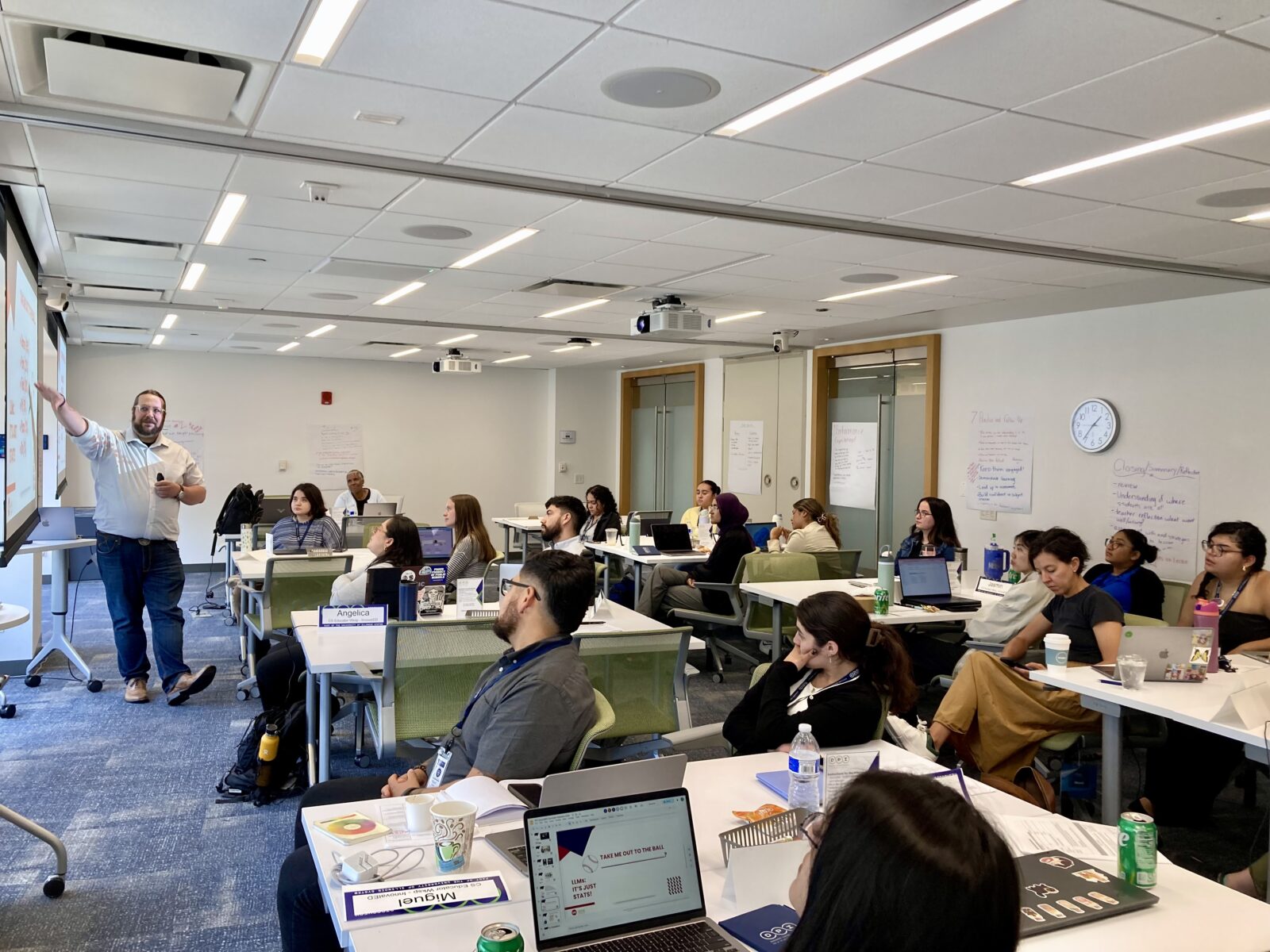  Jeremy Riel leads a session in the InnovatEd program for preservice teachers.