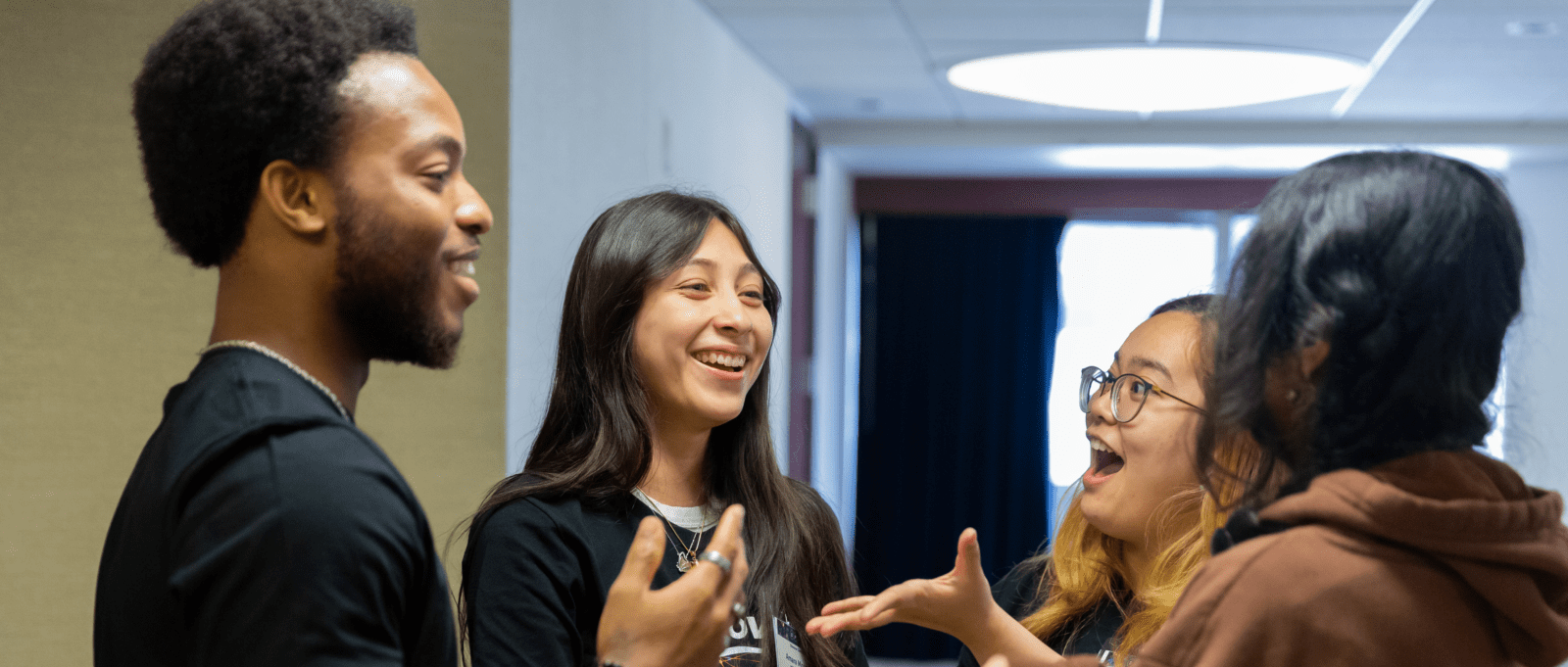 Students talking in halway