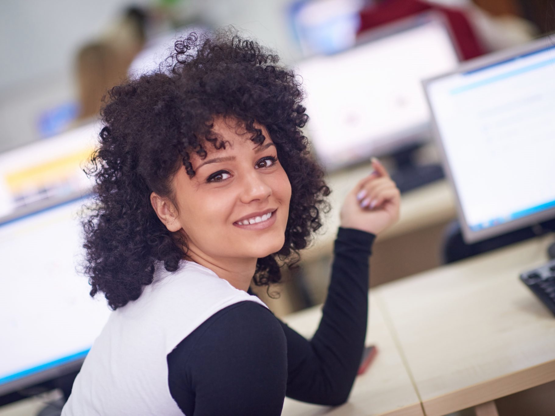 Woman in computer lab