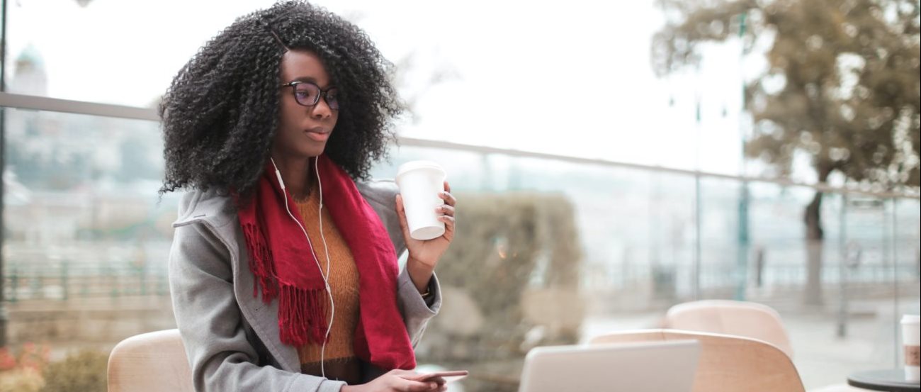 Woman working remotely