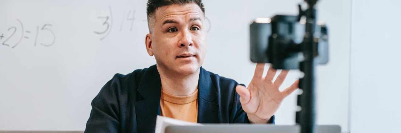 Person in meeting over phone